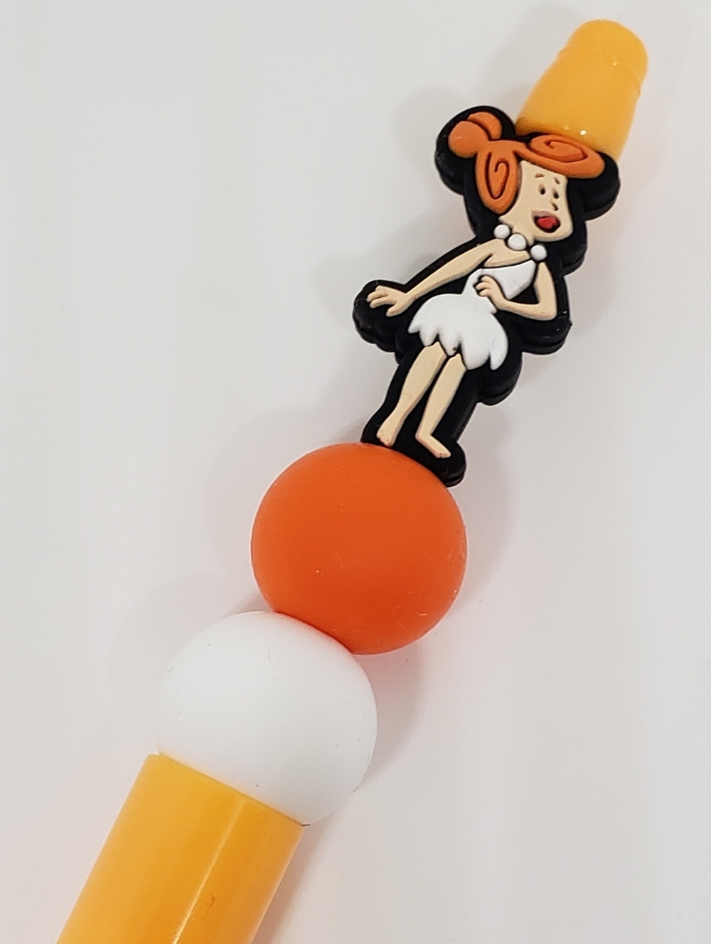 Handmade Flintstones Wilma Flintstone Beaded Silicone Focal Bead Pen